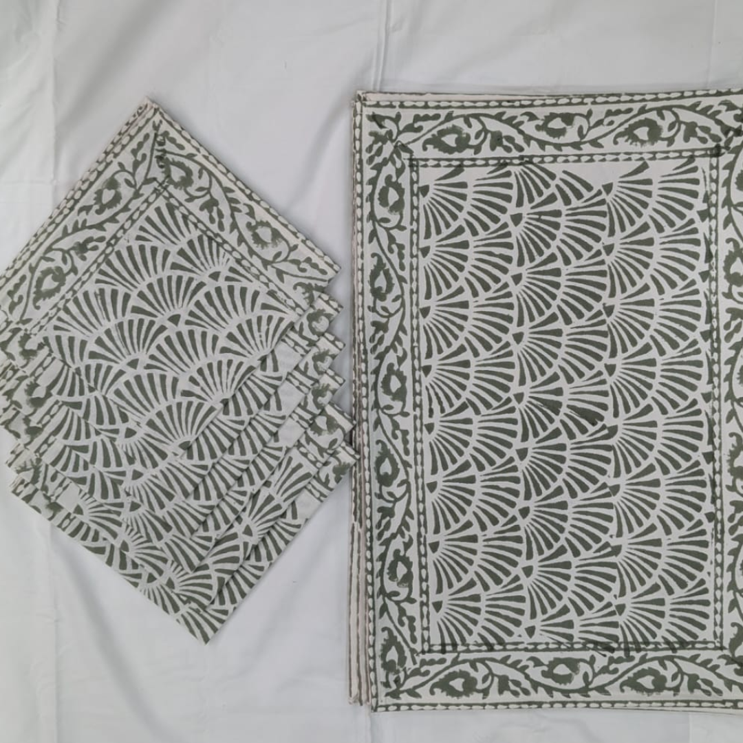 Hand Block Printed Table Mats & Napkin Set